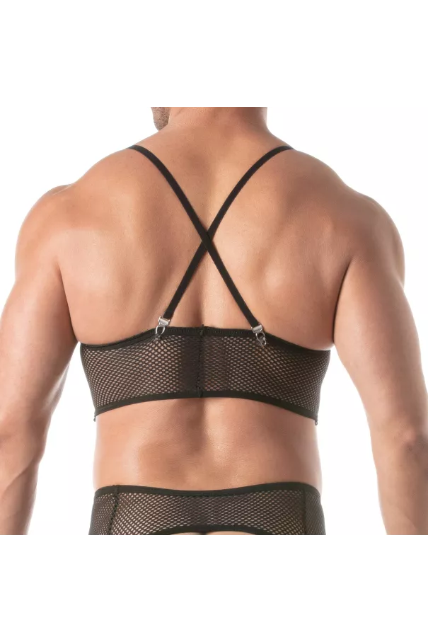 Circuit Fishnet Bustier Black For Men From Back