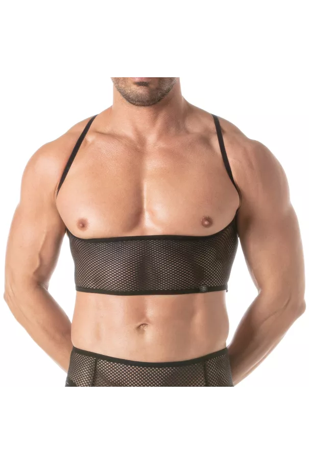 Circuit Fishnet Bustier Black For Men From Front