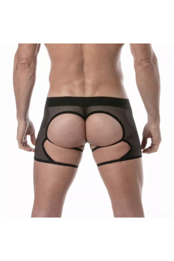 Circuit Fishnet Chaps Thong Black For Men Back