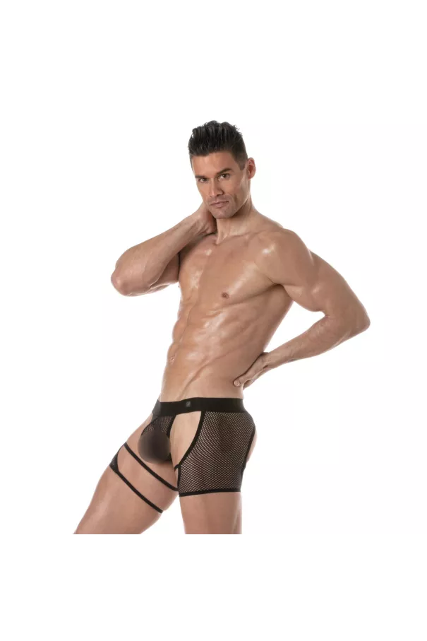 Circuit Fishnet Chaps Thong Black For Men Side