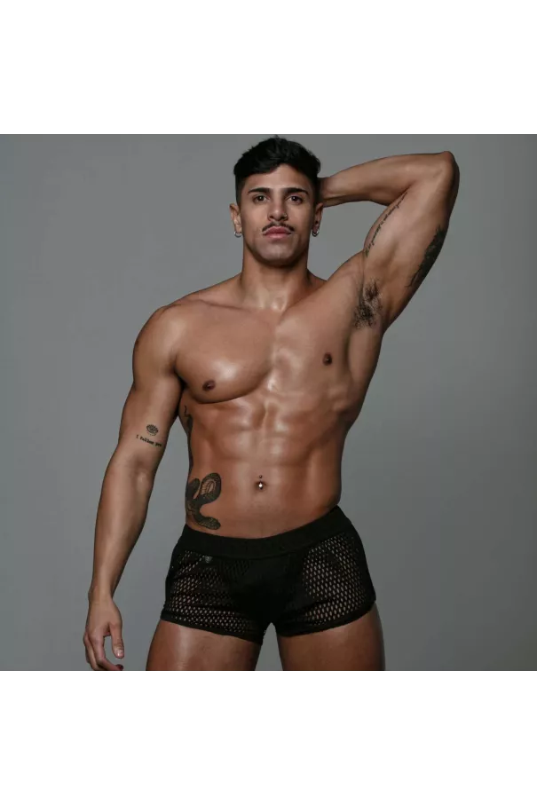 See Through Mens Mini Shorts Black