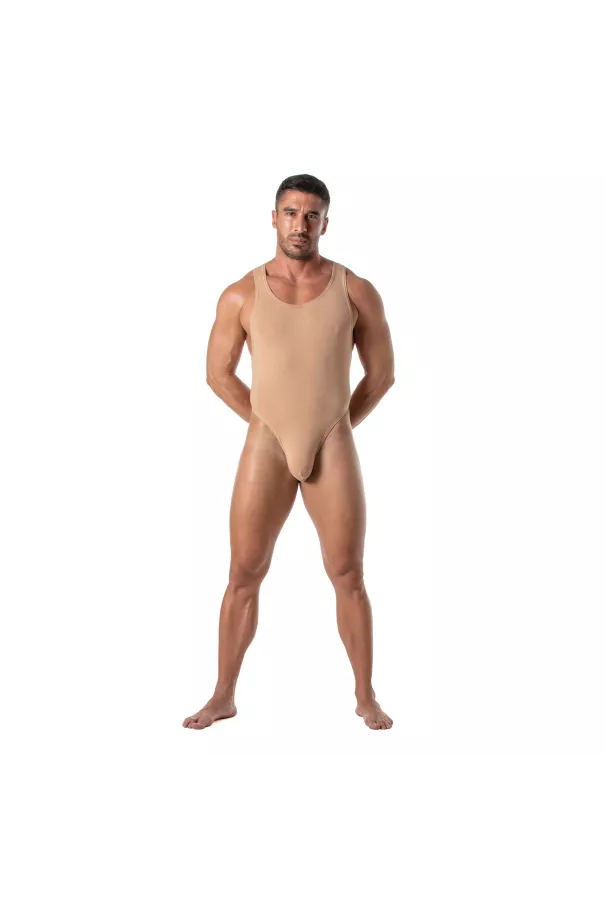 Men Wearing a Skin color Bodythong Beige
