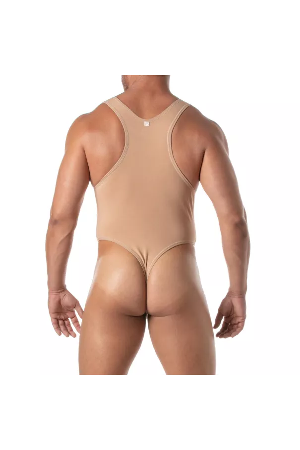 A Skin color Bodythong By TOF Paris From a Back View