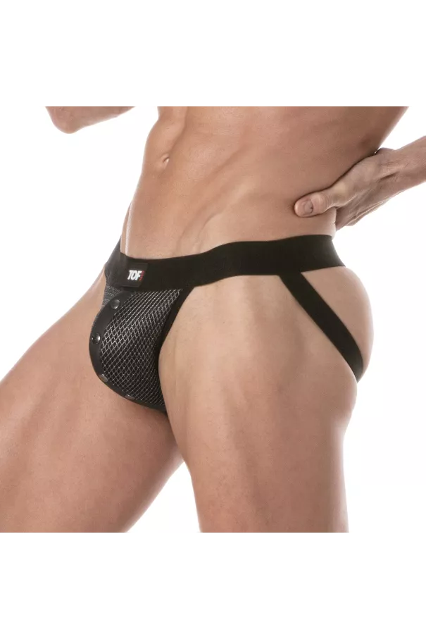 3D Snap Jockstraps Black Grey