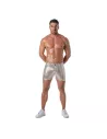 Glitter 5 Pockets Mid Thigh Shorts Silver