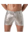 Glitter 5 Pockets Mid Thigh Shorts Silver