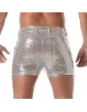 Glitter 5 Pockets Mid Thigh Shorts Silver