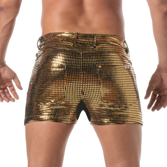 Glitter 5 Pockets Mid Thigh Shorts Silver