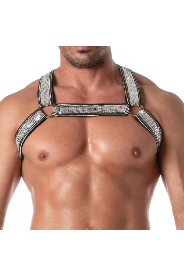 Glitter Bulldog Harness Silver