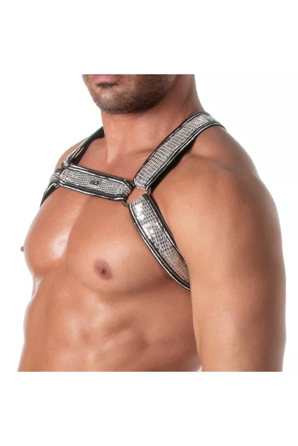 Glitter Bulldog Harness Silver