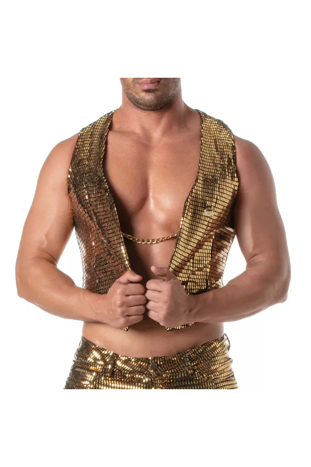 Glitter Chain Vest Gold