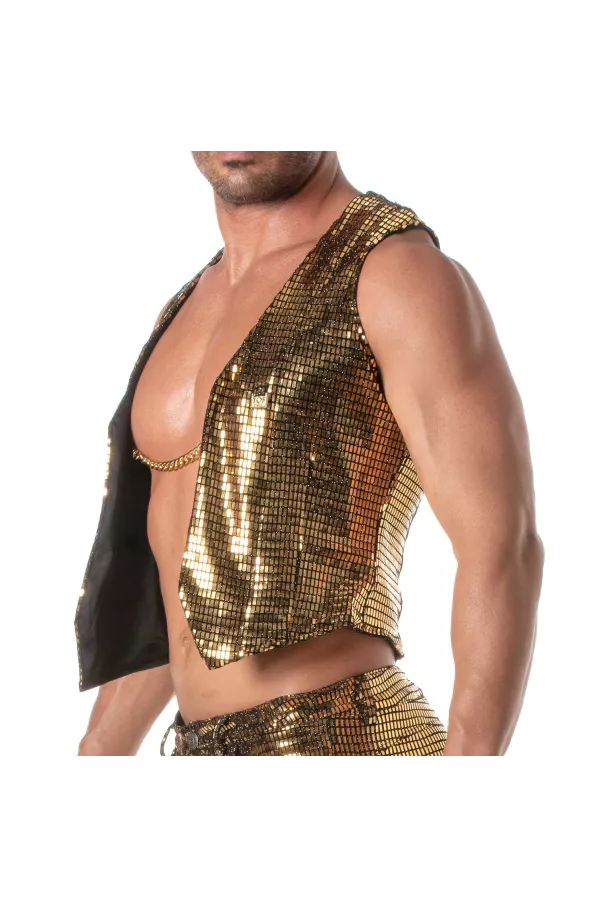 Glitter Chain Vest Gold