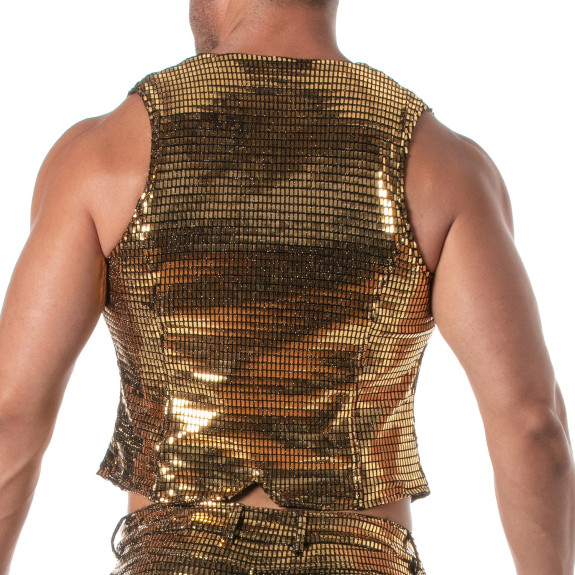 Glitter Chain Vest Gold
