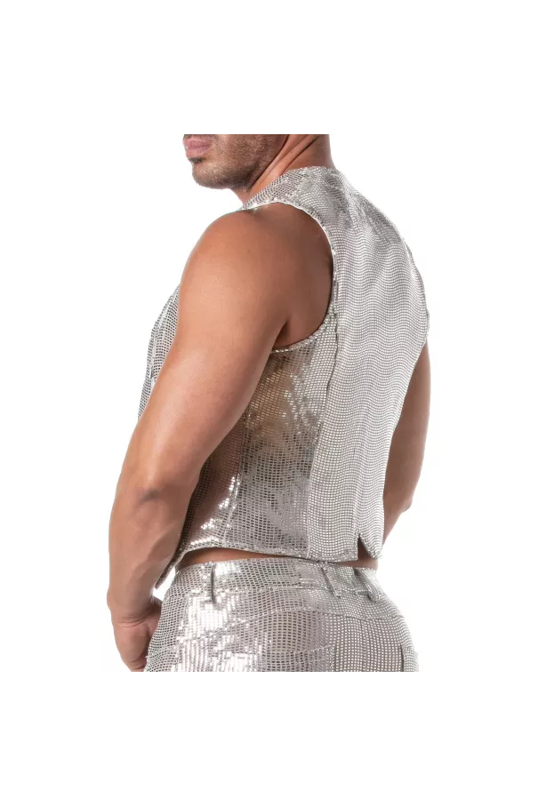 Glitter Chain Vest Silver