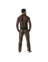 Men wearing a Lace Long Sleeves Shirt by TOF Paris from Back with a Lace Kimono Pants
