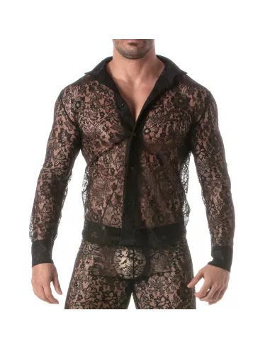 A Lace Long Sleeves Shirt Black