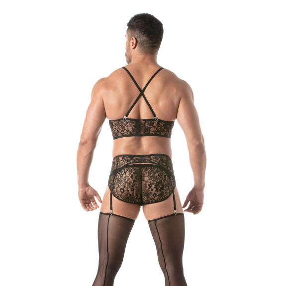 Men wearing a Lace Bustier For Men From Back by TOF Paris