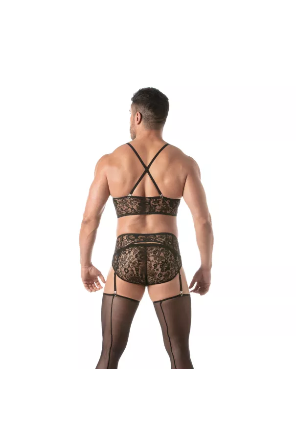 Men wearing a Lace Bustier For Men From Back by TOF Paris