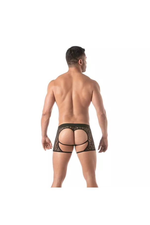 Men wearing a Lace Chaps Thong From Back