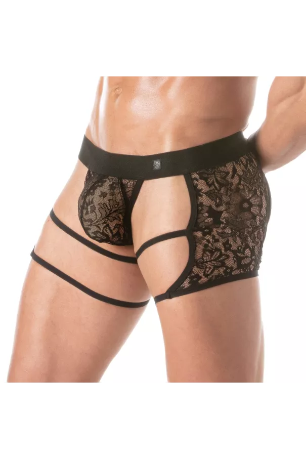 a Lace Chaps Thong Black
