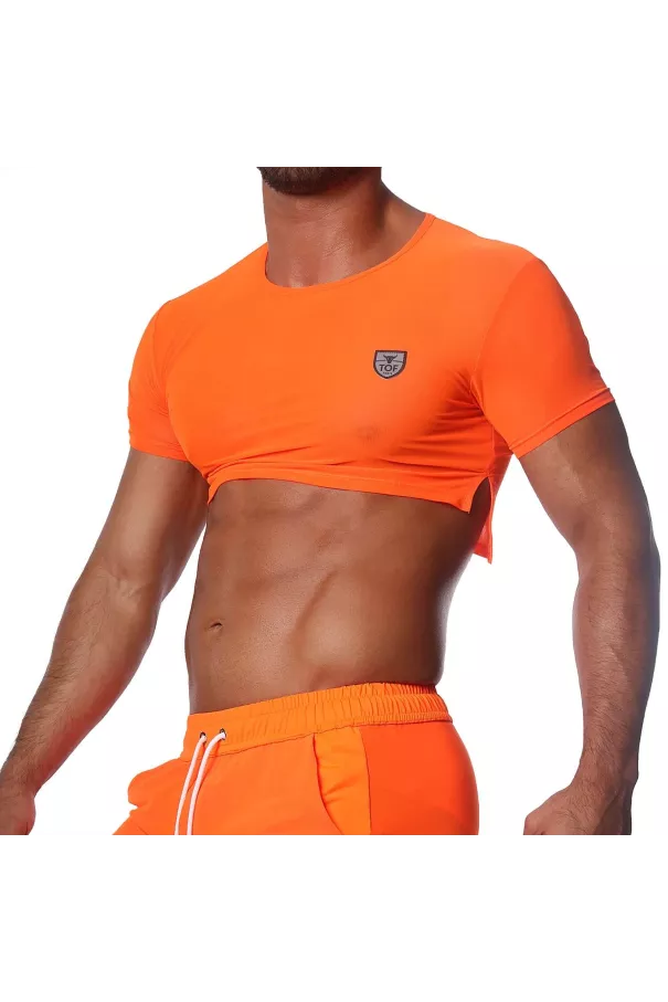 Crop Top Neon Orange - TOF-PARIS.com
