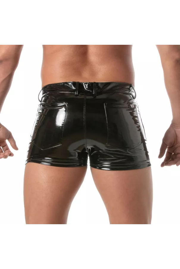 Vinyl 5 Pocket Mid-Thigh Shorts Black