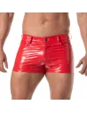 Vinyl 5 Pocket Mid-Thigh Shorts Red
