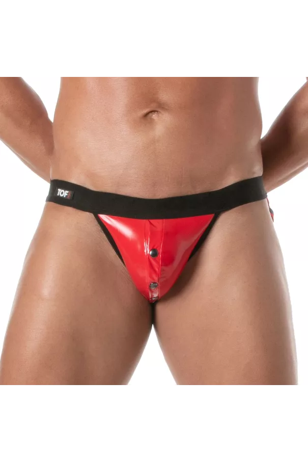 Vinyl Snap Jockstrap Red