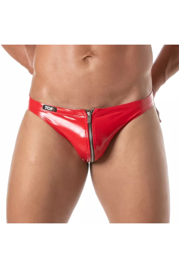 Vinyl Zipped Bikini Red