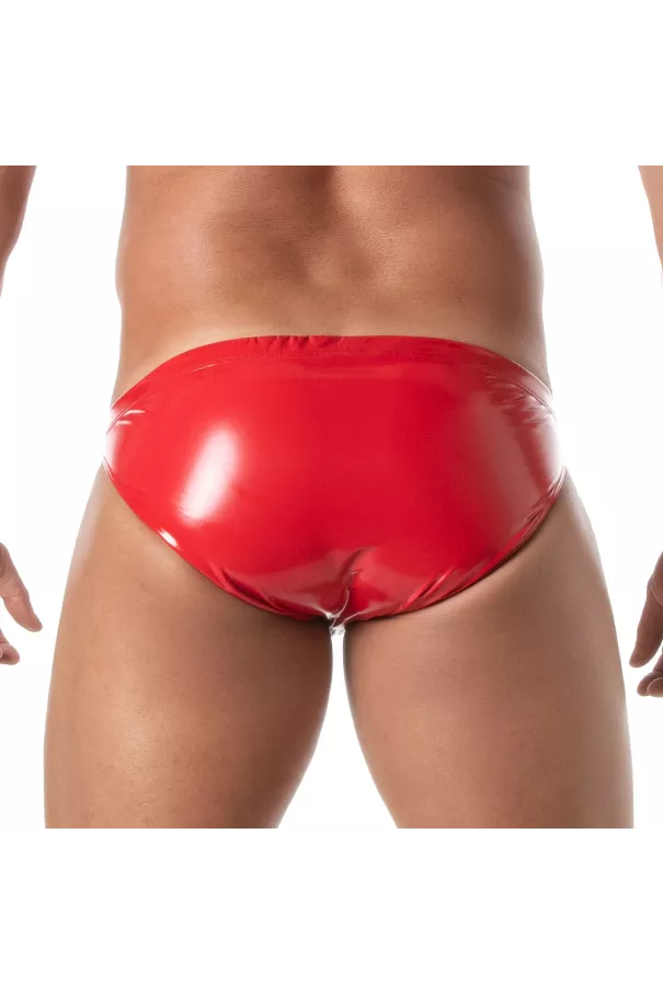 Vinyl Zipped Bikini Red