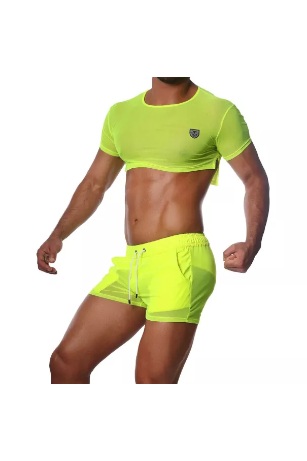 Crop Top Neon Yellow - TOF-PARIS.com