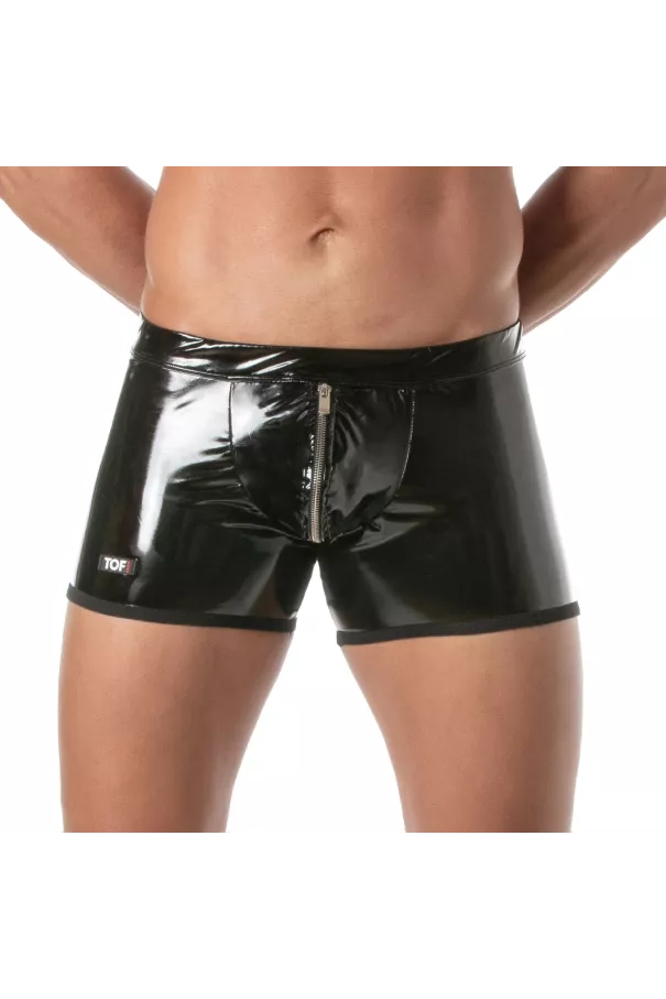 Vinyl Zipped Push Up Boxer Black