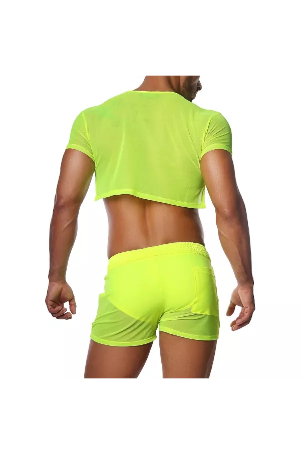 Crop Top Neon Yellow - TOF-PARIS.com
