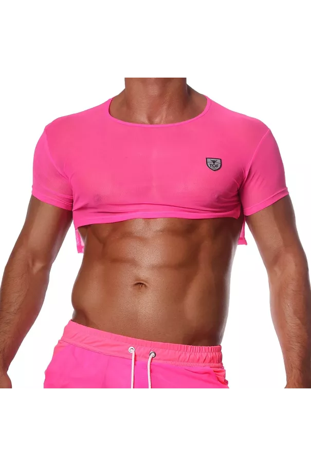 Crop Top Neon Pink - TOF-PARIS.com