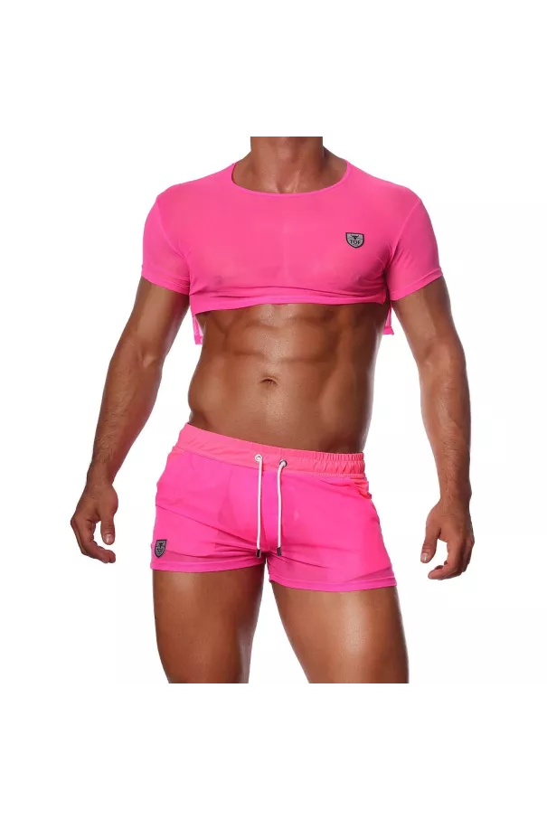 Crop Top Neon Pink - TOF-PARIS.com