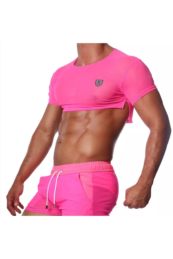 Crop Top Neon Pink - TOF-PARIS.com