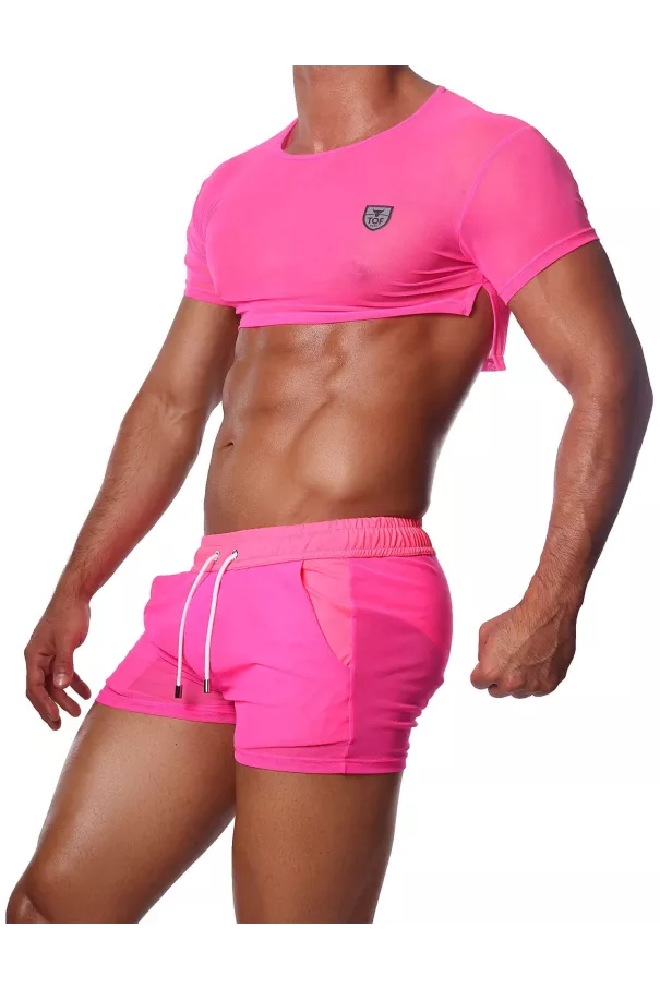 Crop Top Neon Pink - TOF-PARIS.com