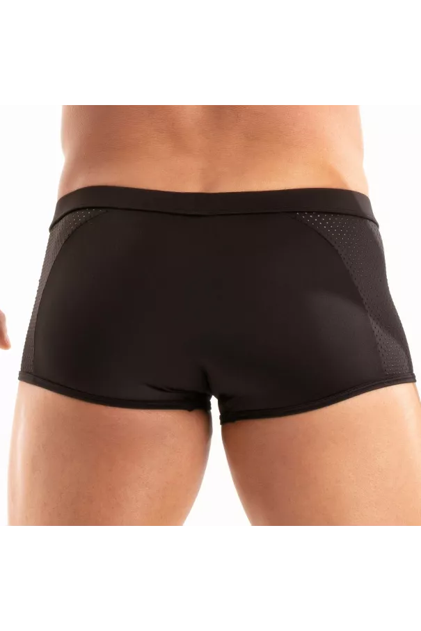 Men wearing a Temptation Microfiber Trunk Black For Men by TOF Paris