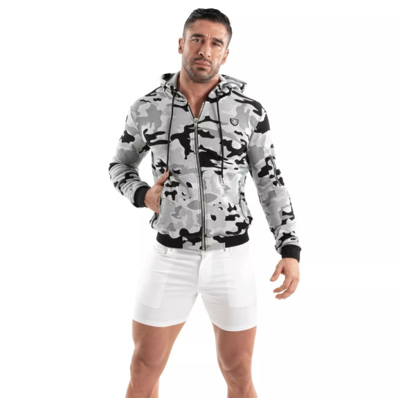 Camo Fleece Hoodie Black Grey