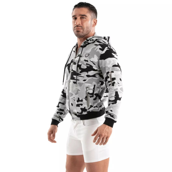 Men's Camo Hoodie Black Grey – Style & Comfort by TOF Paris