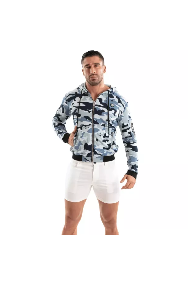 Camo Fleece Hoodie Blue