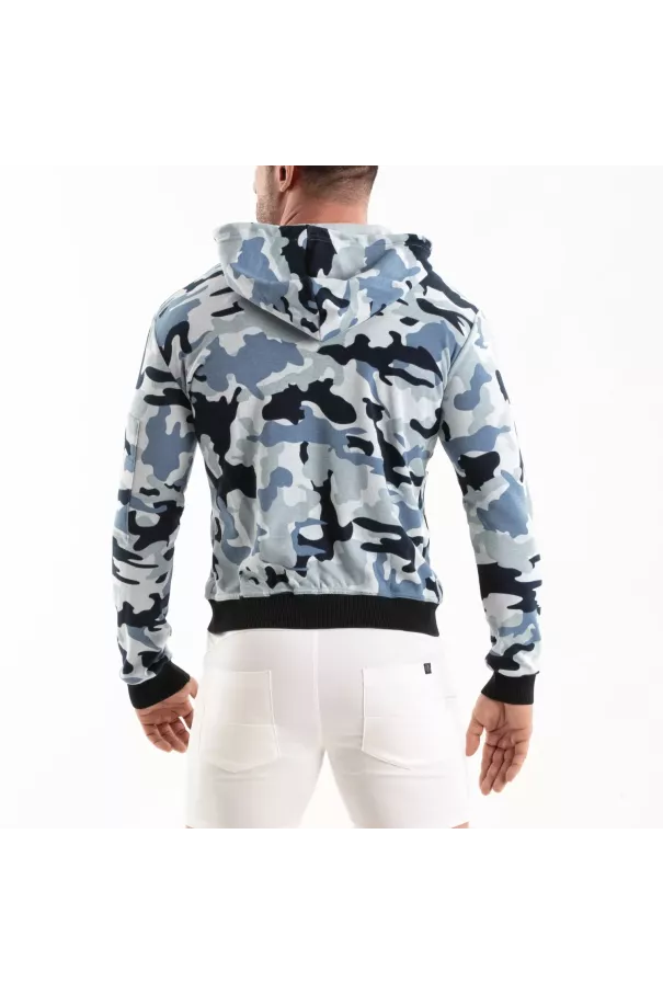 Camo Fleece Hoodie Blue