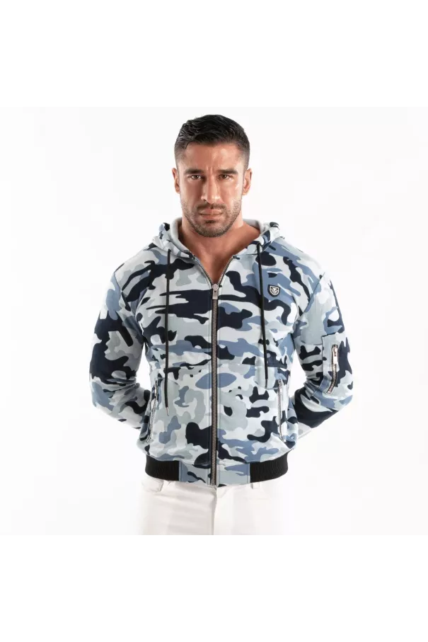 Camo Fleece Hoodie Blue