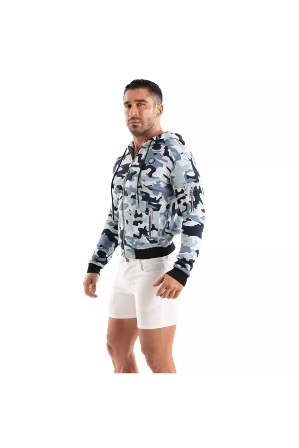 Camo Fleece Hoodie Blue