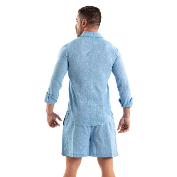 Linen Long Sleeve Shirt Blue