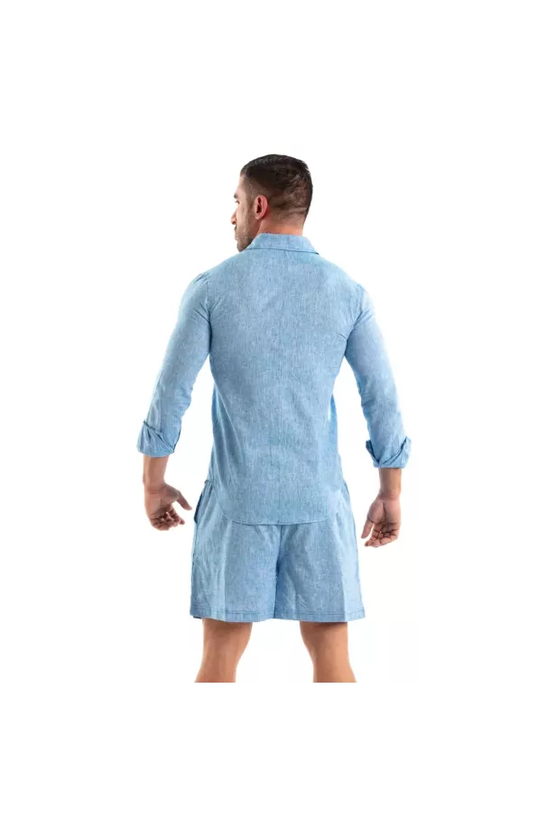 Linen Long Sleeve Shirt Blue