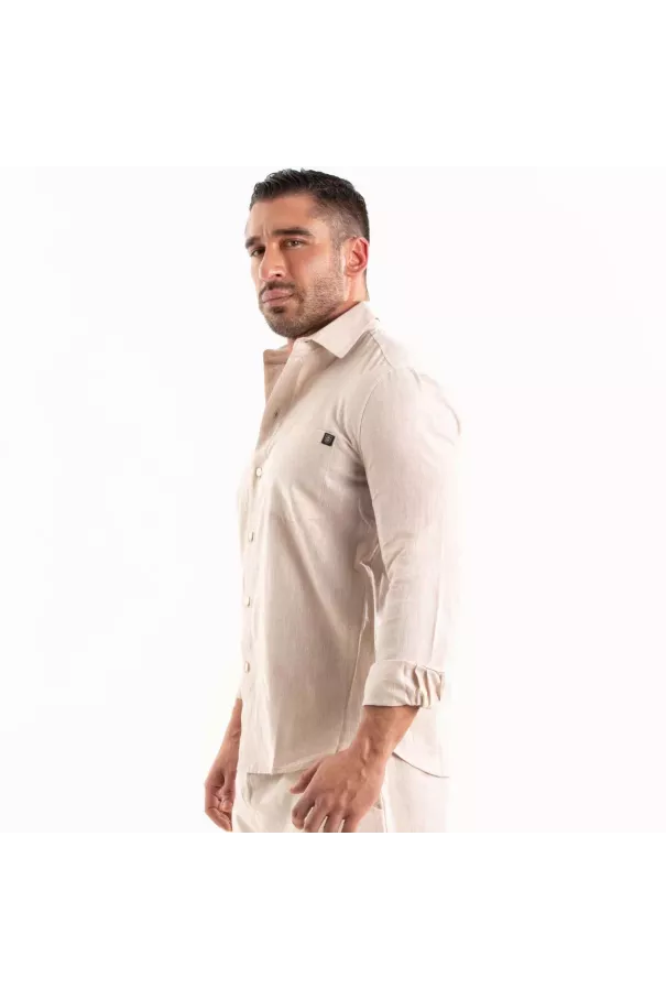 Linen Long Sleeve Shirt Beige