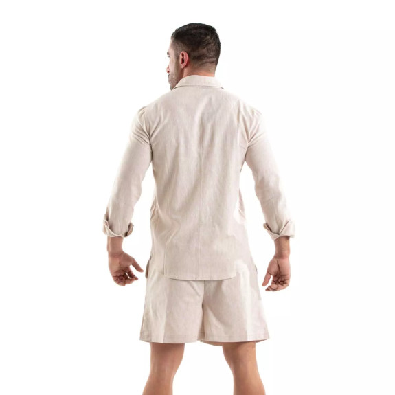 Linen Long Sleeve Shirt Beige
