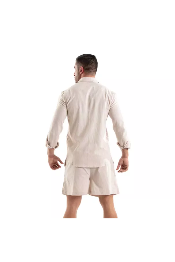 Linen Long Sleeve Shirt Beige