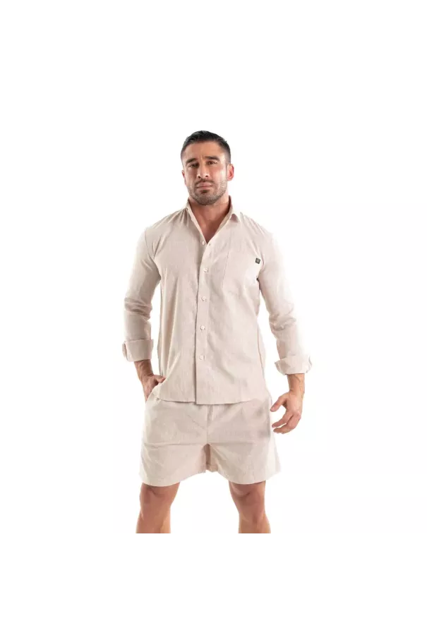 Linen Long Sleeve Shirt Beige